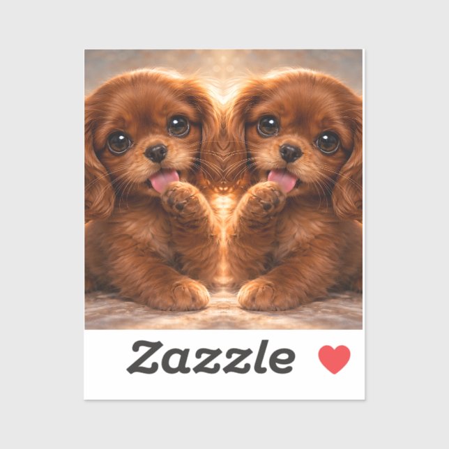 Adesivo Adorável Ruby Cavalier Spaniel (Folha)