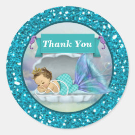 Adesivo Adorável Sereia Bebê Obrigado paus #130