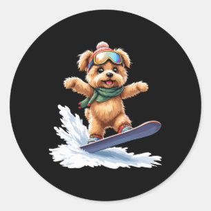 Adesivo Adorável Snowboard Dog Winter Sports Men