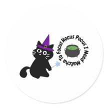 Adorável Sticker de Gato Preto Feiticeira Matcha