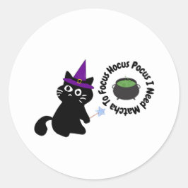 Adesivo Adorável Sticker de Gato Preto Feiticeira Matcha