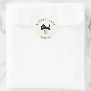 Adesivo Adorável Sticker de Gato Preto Matcha Matcha Cat