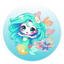 Adorável Sticker de Mermaid Chibi