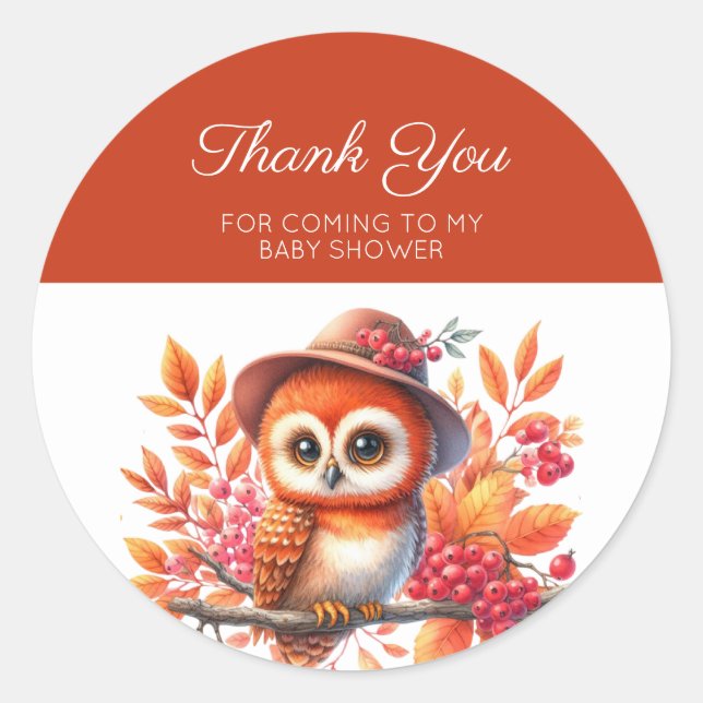 Adesivo Adorável Watercolor Baby Owl Obrigado (Frente)
