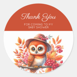 Adesivo Adorável Watercolor Baby Owl Obrigado