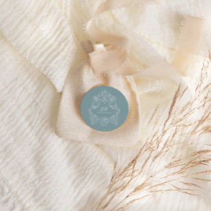 Adesivo Adorno de Crista de Monograma Casamento Azul Poeir