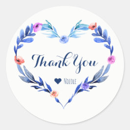 Adesivo Adorno Floral Azul Brilhante Botânico Coração Eleg