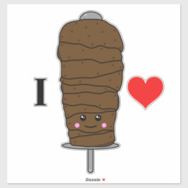 Adesivo Adoro a Comida Kawaii Cute do Doner Kebab