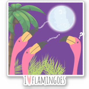 Adesivo Adoro flamingos uivando no tropical da lua