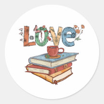 Adoro ler livros Round Sticker