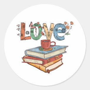 Adesivo Adoro ler livros Round Sticker