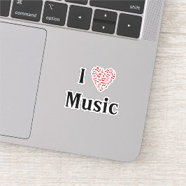 Adesivo Adoro Música Vermelho Coração de Notas de Música V