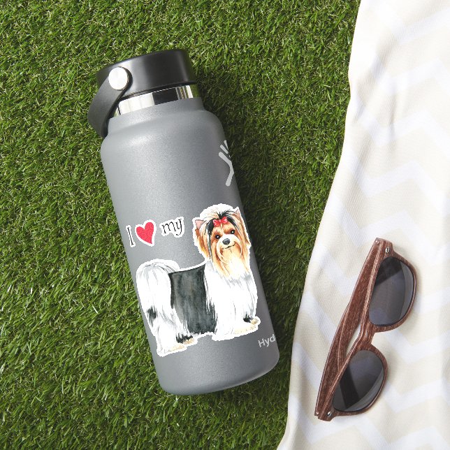 Adesivo Adoro o meu Biewer Terrier Vinyl Sticker (HydroFlask Insitu)