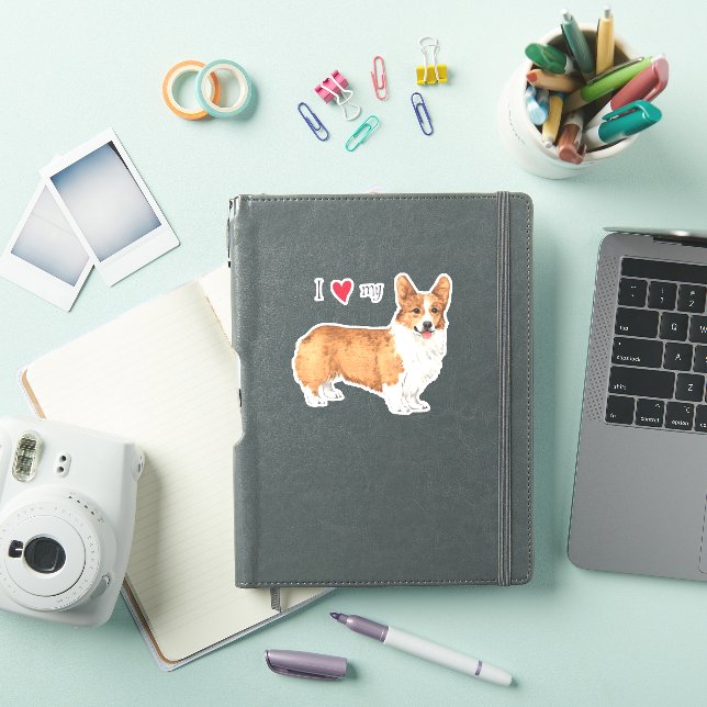 Adesivo Adoro o meu Pembroke Welsh Corgi Vinyl Sticker (Capa para iPad)