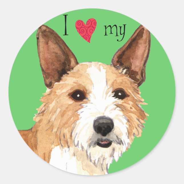 Adesivo Adoro o meu Podengo Pequeno Português (Frente)