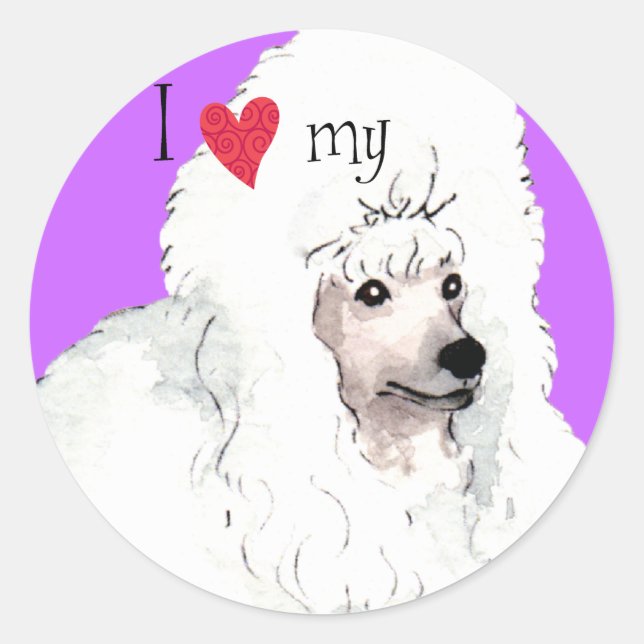 Adesivo Adoro o meu Poodle (Frente)