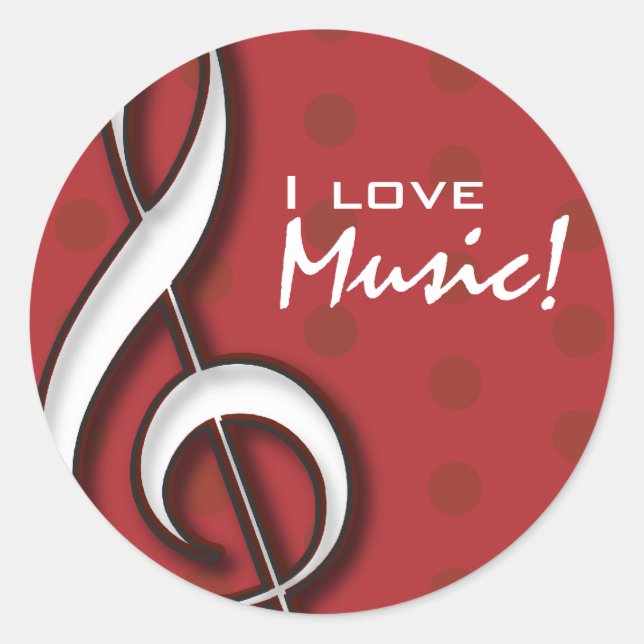 Adesivo Adoro o Music Sticker com texto personalizável (Frente)