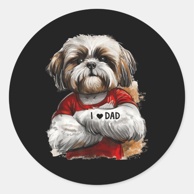 Adesivo Adoro O Pai Tattoo Shih Tzu Pai Dia de os pais Eng (Frente)