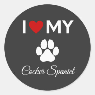 Adesivo Adoro o texto personalizado do cão Cocker Spaniel
