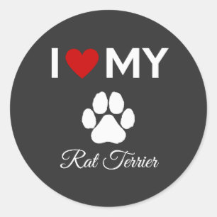 Adesivo Adoro o texto personalizado do meu cão Rat Terrier