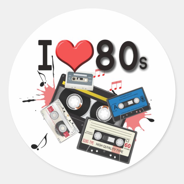 Adesivo Adoro os produtos selecionados da década de 80 (Frente)