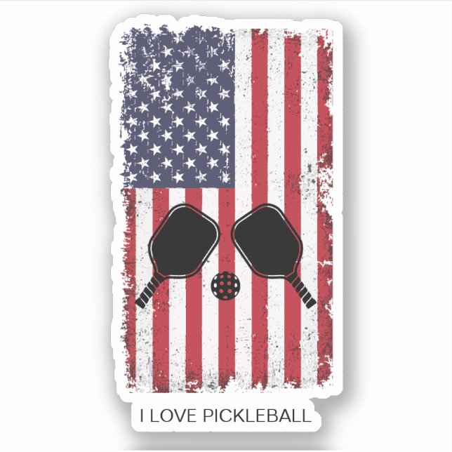 Adesivo Adoro Pickleball American Flag Personalizado (Frente)