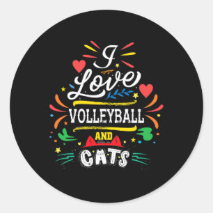 Adesivo Adoro Voleibol E Gatos - Presentes De Voleibol