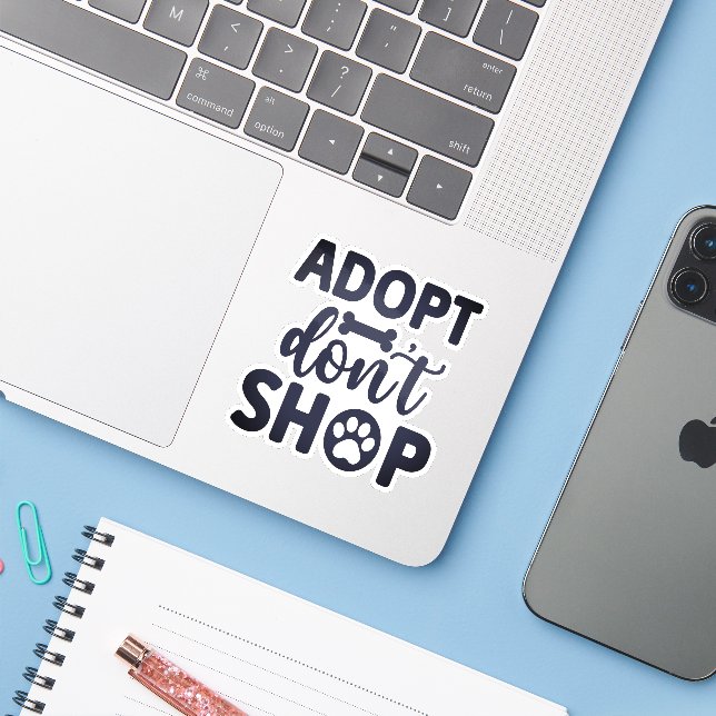 Adesivo Adotar Não Comprar Vinil (Notebook com iPhone)