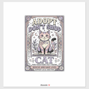 Adesivo Adote Não Compre Gato Resgate de Gatos Adoção Vint