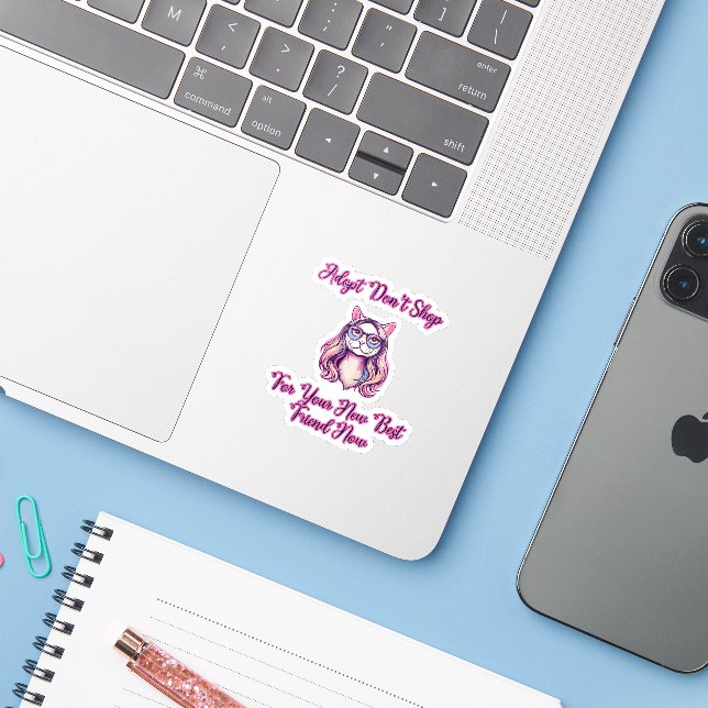 Adesivo Adote Não Compre Resgate de Amigos Animais (Notebook com iPhone)