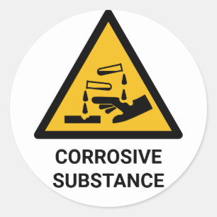 Adesivo Advertência sobre a substância corrosiva, química 