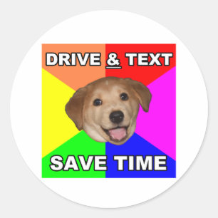 Adesivo Advice Dog diz: Drive & Text
