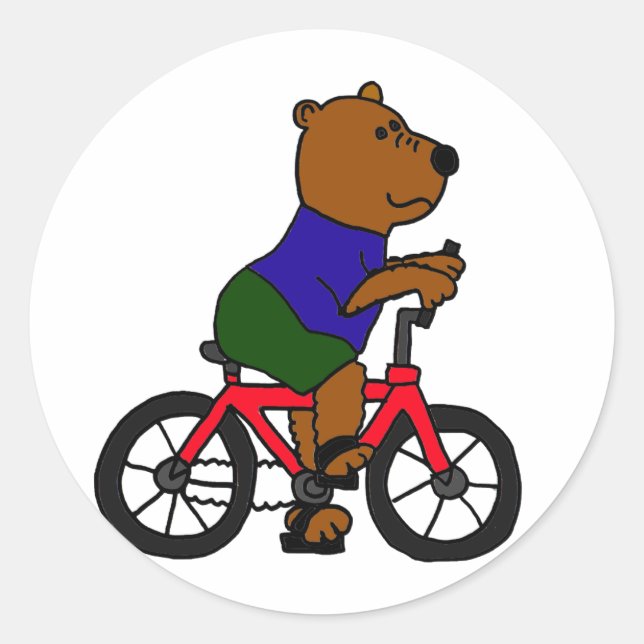 Adesivo AE- Cartoon de Andando de bicicleta do Urso (Frente)