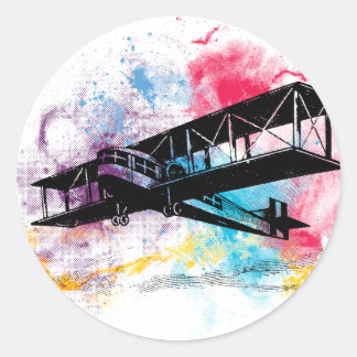 Adesivo Aeronaves Vintage com nuvens coloridas