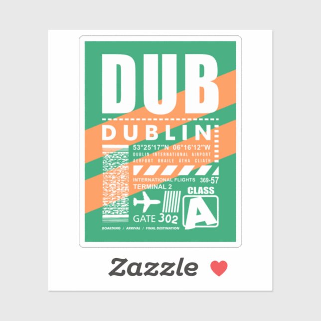 Adesivo Aeroporto de Dublin DUB (Folha)