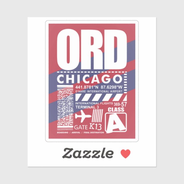 Adesivo Aeroporto ORD Chicago (Folha)