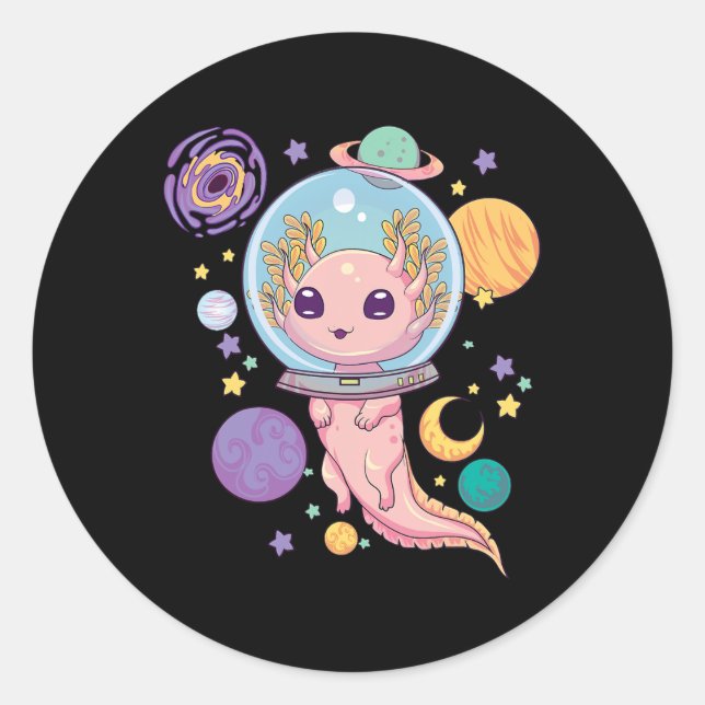 Adesivo Aestética Espacial Axolotl Kawaii Pastel Gótico An (Frente)