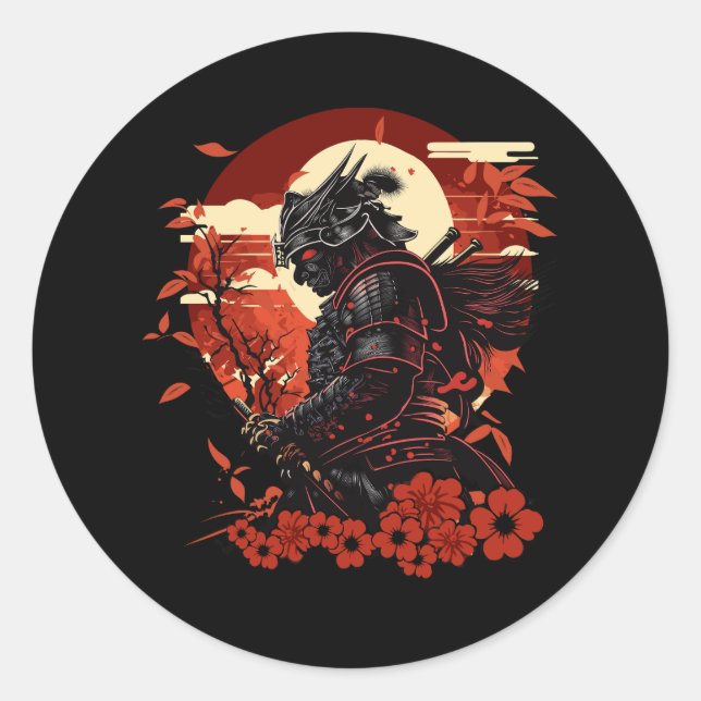 Adesivo Aestético Vintage Samurai Art Japonês Samurai Ret (Frente)