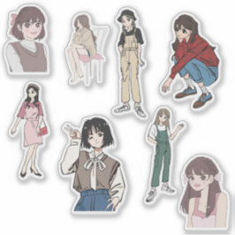Adesivo Aesthetic Anime Girl Outfit Vinyl Sticker Set