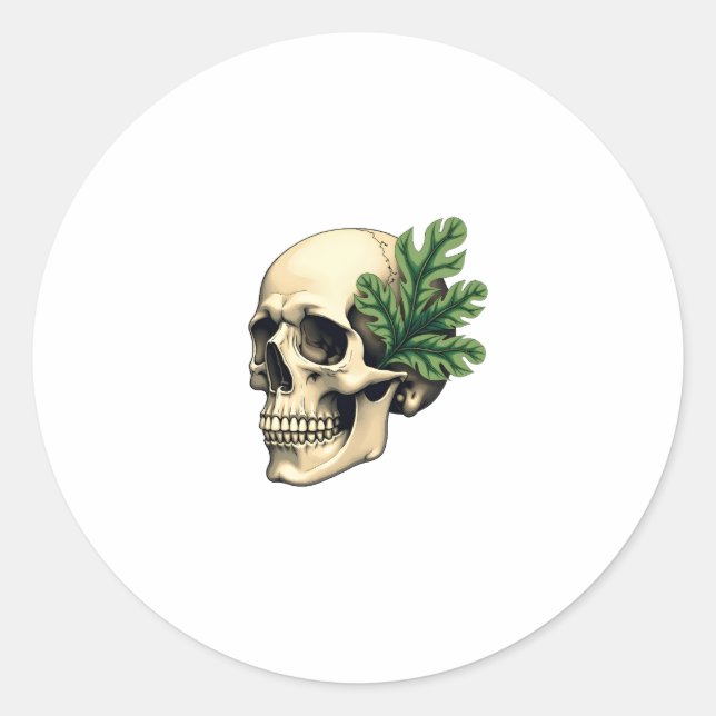Adesivo Aesthetic Goth Grunge Skull Tropical Monstera Leaf (Frente)