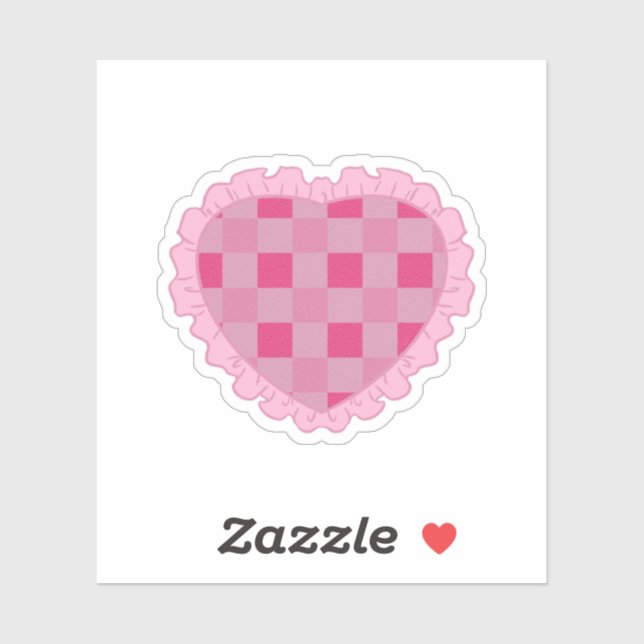 Adesivo Aesthetic Pink Checkerboard Heart (Folha)