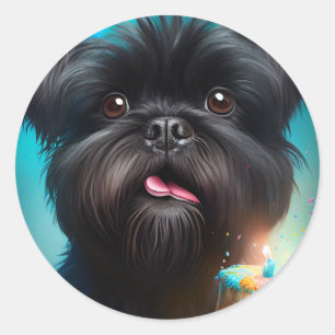 Adesivo Affenpinscher celebrando Balões de aniversário bol