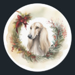Adesivo Afghan Hound Christmas Wreath Festivo Pup<br><div class="desc">Procurando o presente de Natal perfeito para seu amigo peludo? Nosso presente de Natal é o que você precisa! Com um tema de Natal encantador, é o presente ideal para o seu querido animal de estimação. Quer você seja uma mãe de cachorro, pai de cachorro, ou simplesmente um amante de...</div>