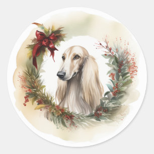 Adesivo Afghan Hound Christmas Wreath Festivo Pup