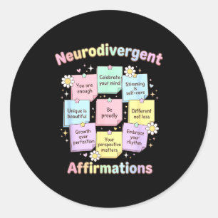 Adesivo Afirmações neurodivergentes conscientização sobre
