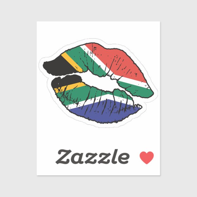 Adesivo África do Sul Lábpau Amor Bandeira (Folha)