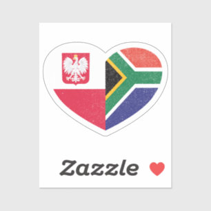 Adesivo África do Sul, Polônia, África do Sul, Coração Lov
