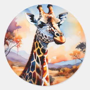 Adesivo África Giraffe Watercolor Serenity
