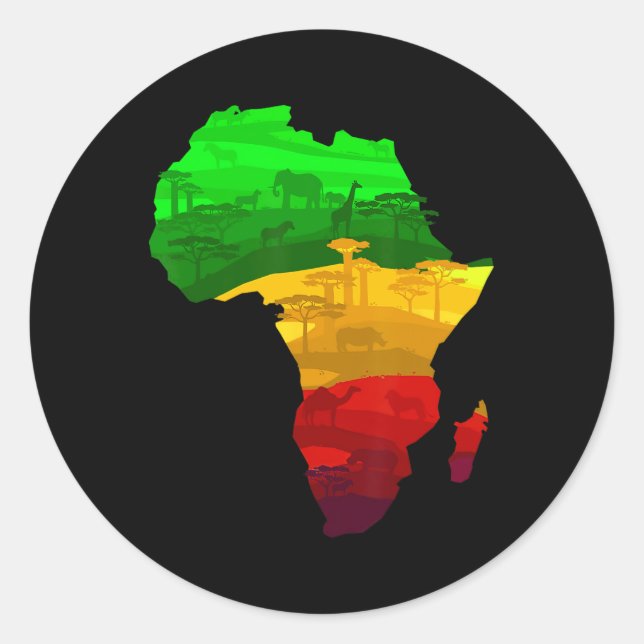 Adesivo África Mapa Verde Amarelo Vermelho Orgulho African (Frente)