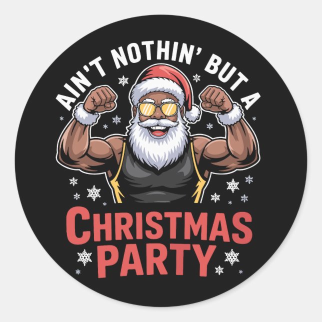 Adesivo African American Santa Claus Christmas Pajama (Frente)